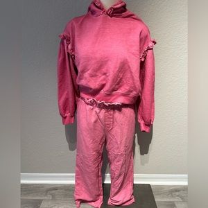 Something Navy Barbie Pink Cropped Set Terry Cloth size Medium NWOT